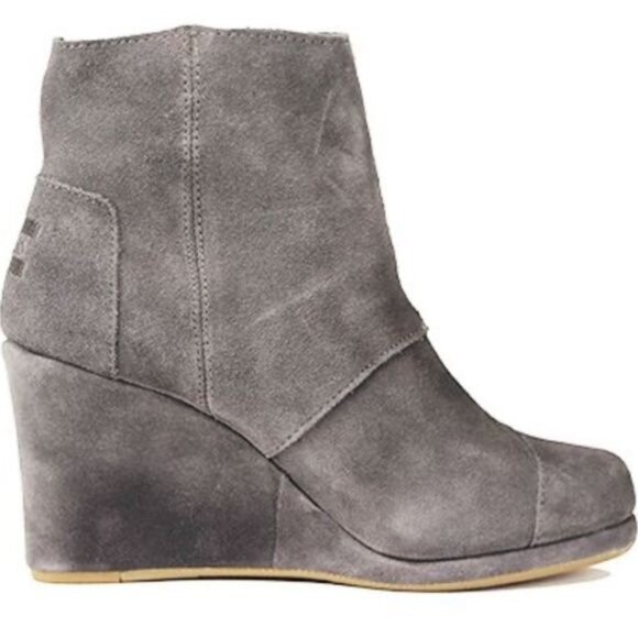 Toms Desert Wedge High Dark Suede Boots Size 8 - Picture 3 of 11